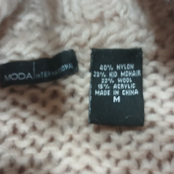 Vintage Pink Mohair Wool Off Shoulder Cable Knit M - Picture 3 of 4